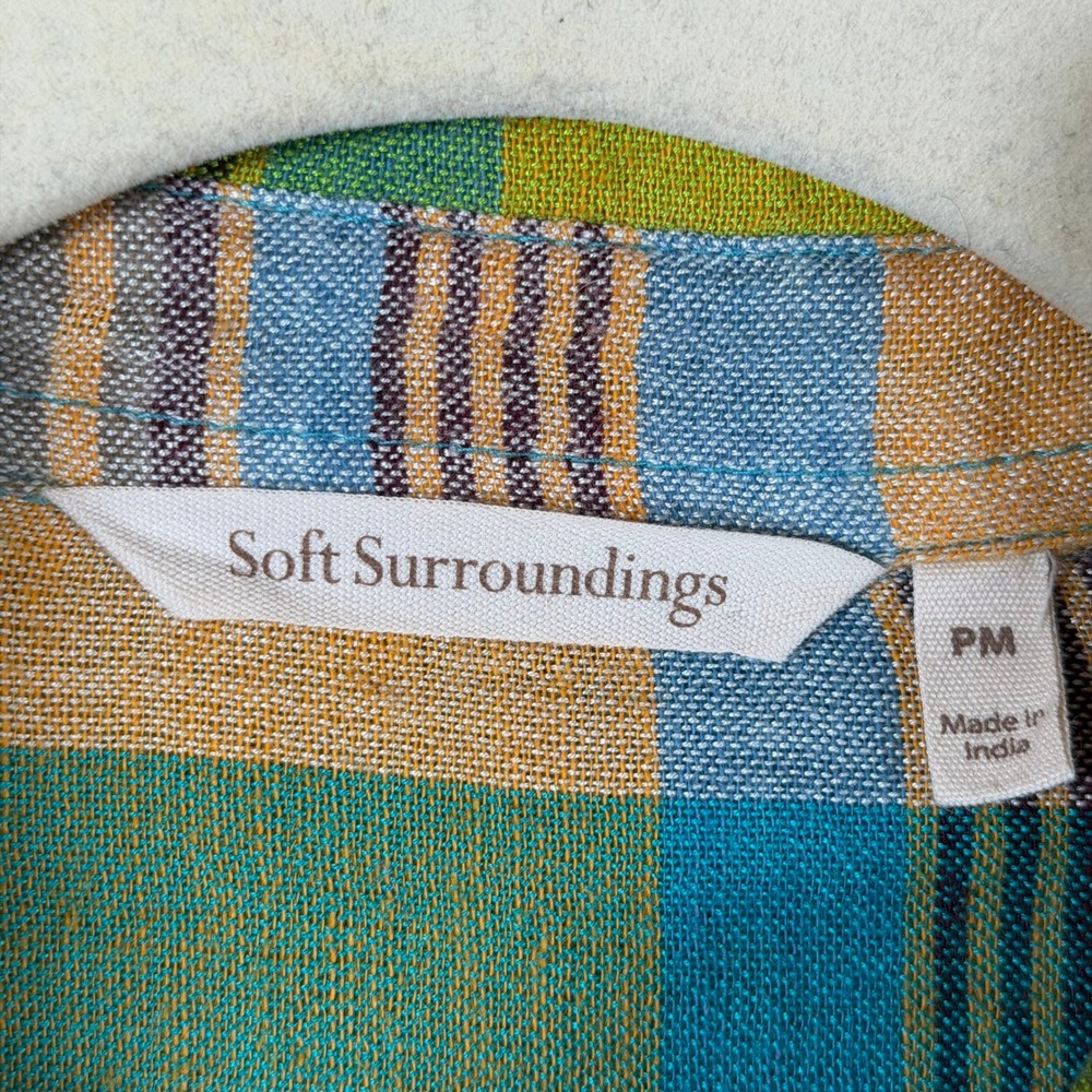 Soft Surroundings Patchwork Plaid Embroidered But… - image 3